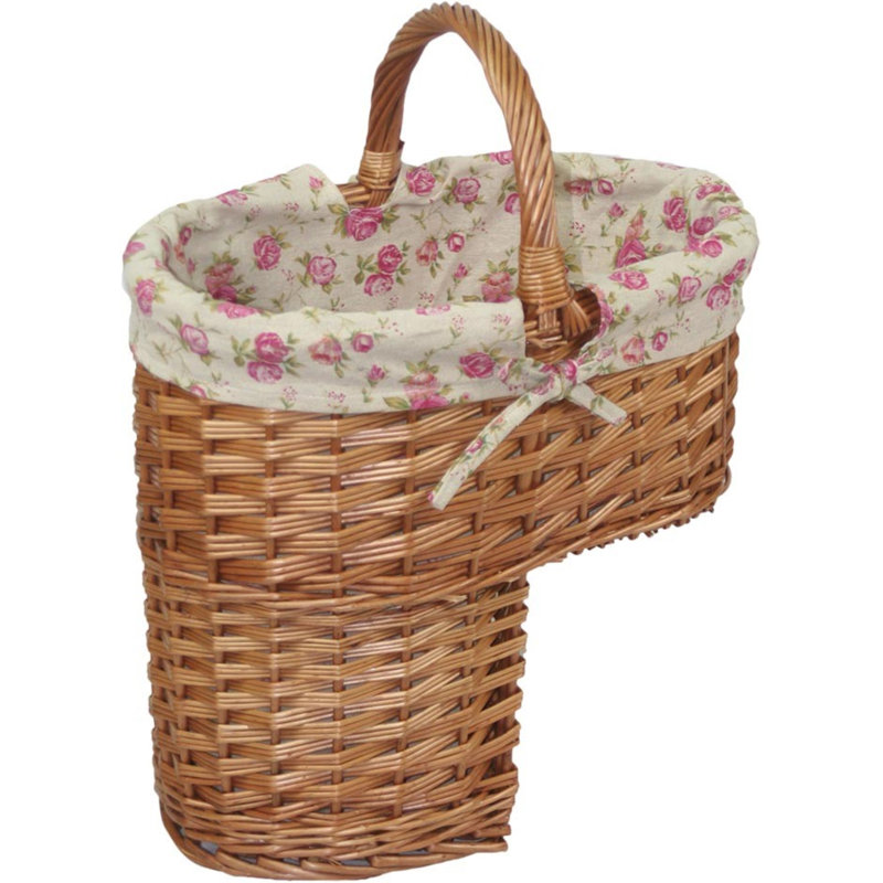 Wicker Stair Basket with Lining