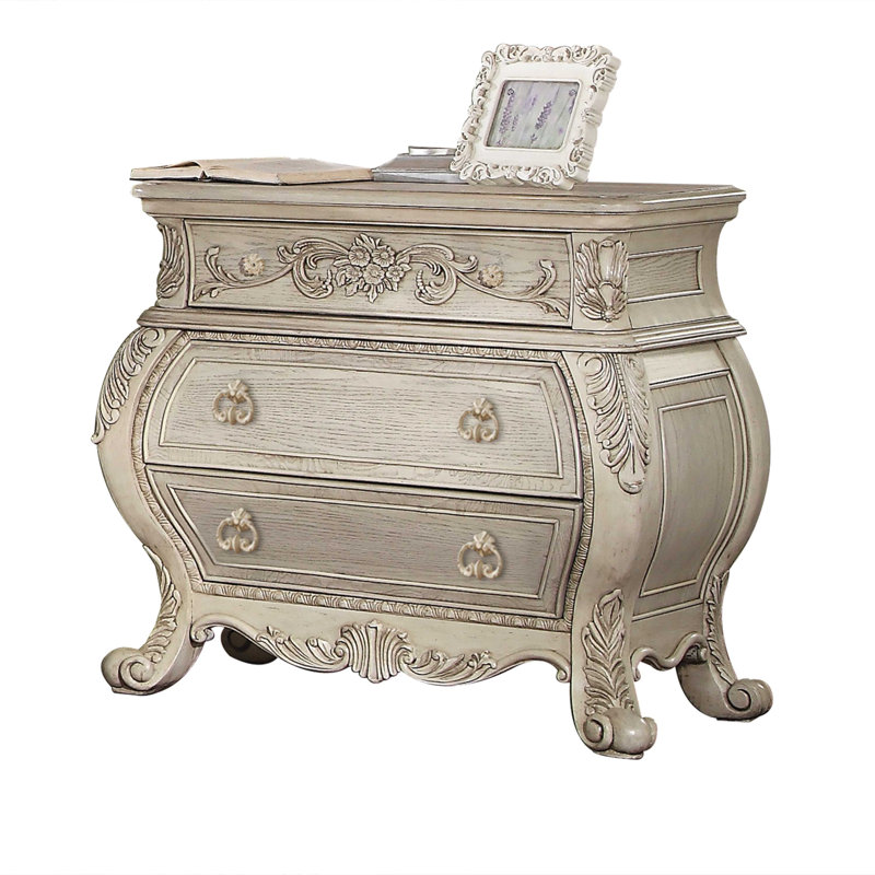Table de chevet 2 tiroirs Maysonet, Blanc