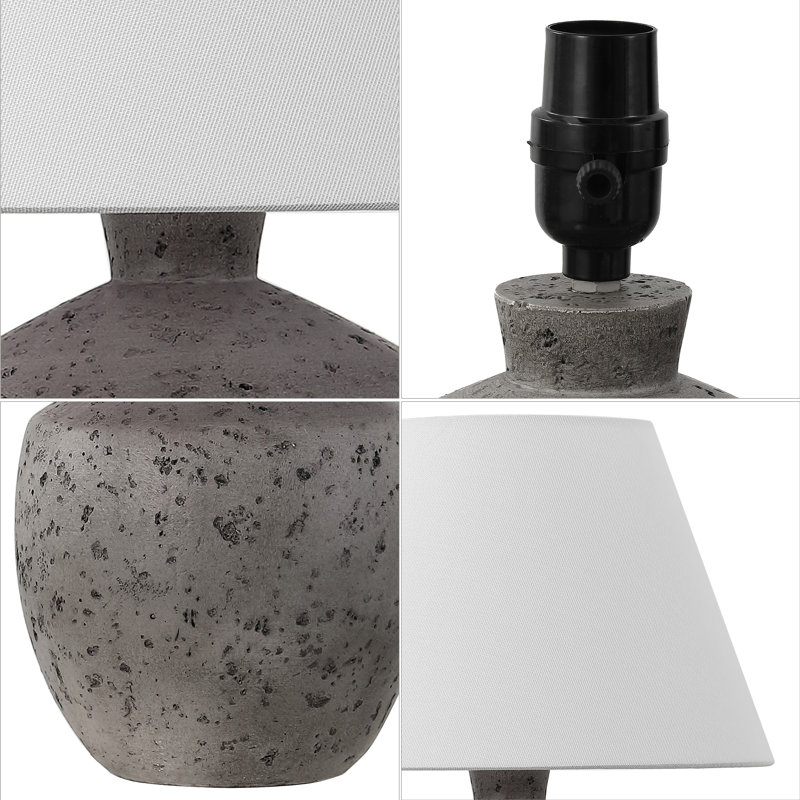 Myron 18" Minimalist Scandinavian Concrete Effect Resin/Iron LED Table Lamp, Antique Gray