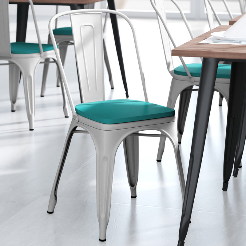Chaise empilable Calliah, Blanc, Vert menthe