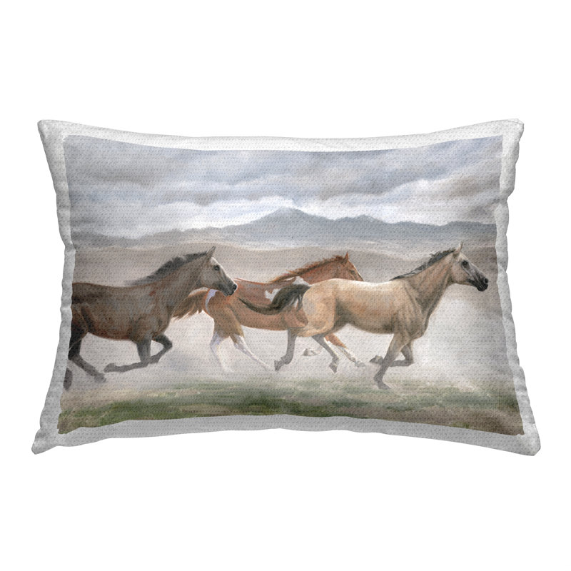 Coussin extérieur Horses Trotting Scenery