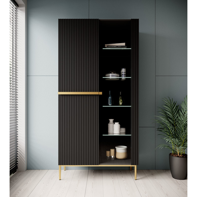 Alynia Display Cabinet, Black/Gold
