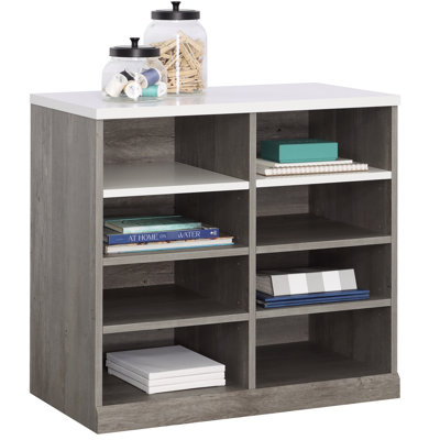 Armoire de rangement ouverte brune pour le bureau à domicile, style transitionnel, 6 tablettes horizontales avec fonction réglable, dossier fermé, bois d'ingénierie, tiroir fonctionnel, processus d'assemblage rapide