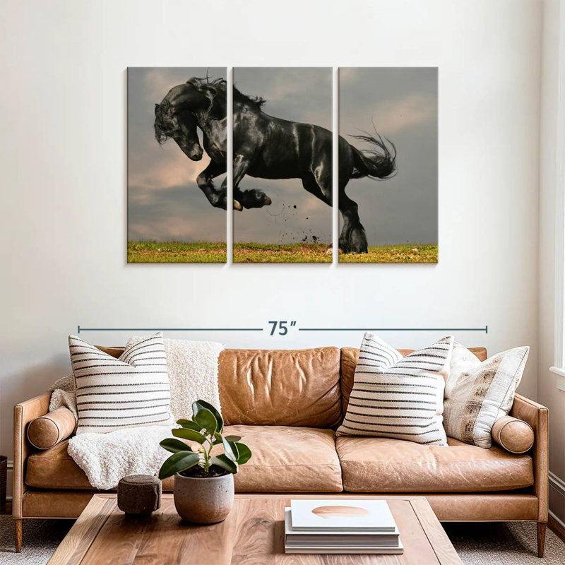 Brampt Striking Friesian Stallion, 36" H x 57" W