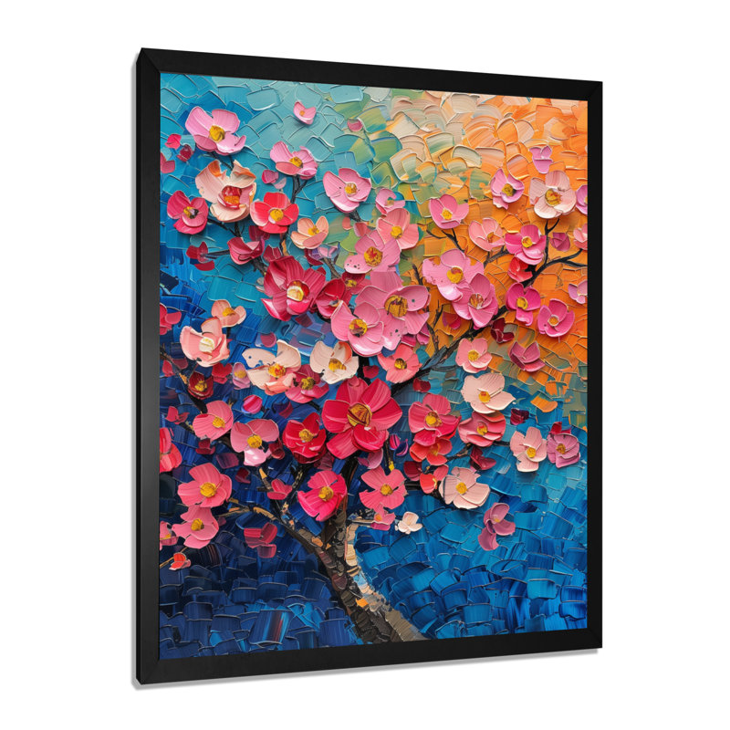 Radiant rose bleu cerisier en fleurs II - impression d'art mural cerisier en fleurs, H 16 po x l 32 po x P 1 po
