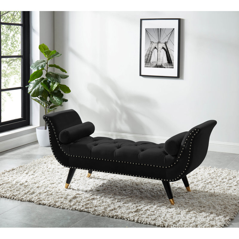 Arapahoe Velvet Upholstered Bench, Black