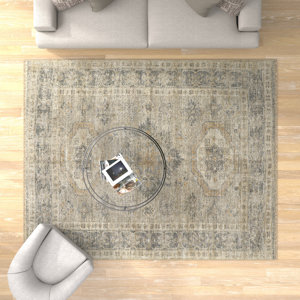 Alberdine Transitional Medallion Handmade Sand Rug