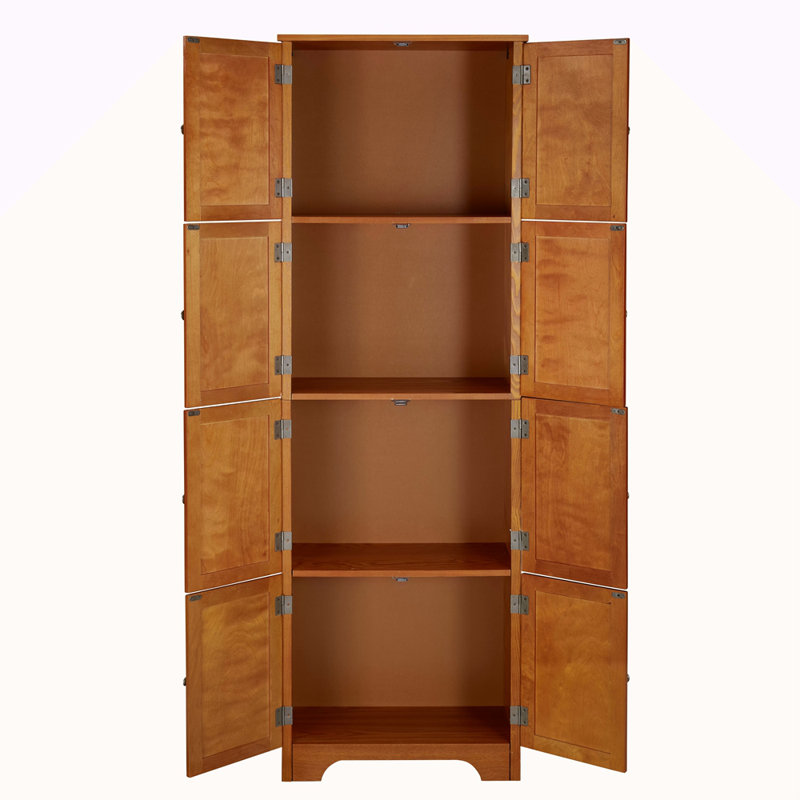 Armoire de rangement de 72,4 po de hauteur avec 8 portes et 4 tablettes, bibliothèque, salon, cuisine, salle à manger et armoire de rangement autoportante