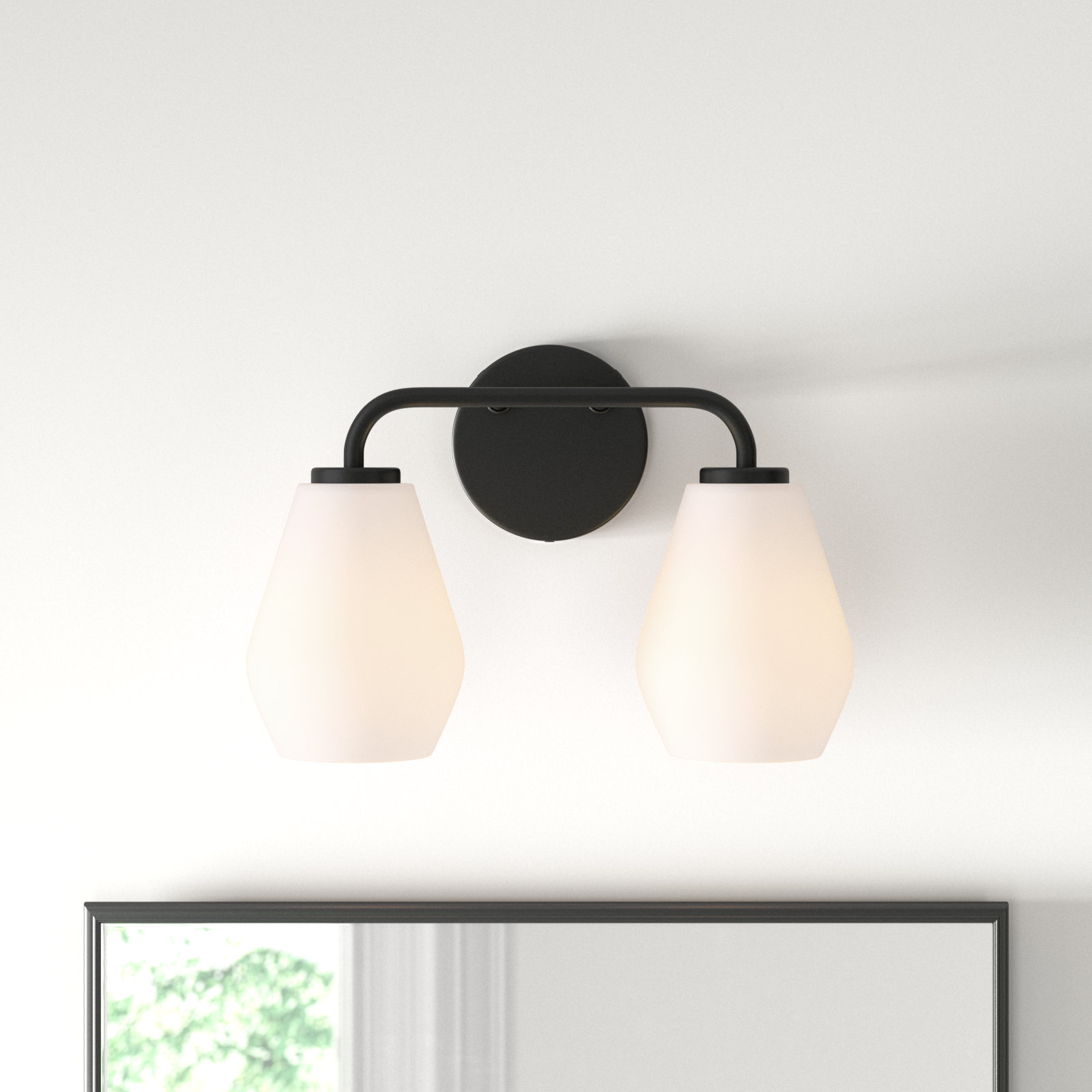 Cantera 2 Light Frosted Vanity Light, Black