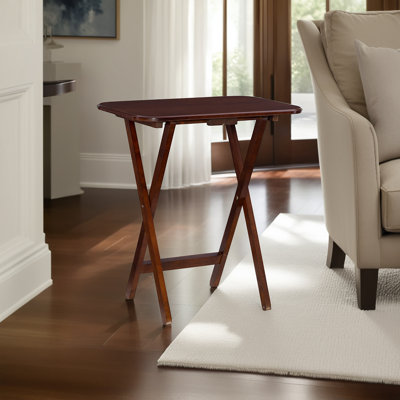 Ensemble de tables-plateaux pliables en bois 5 pièces avec support Bern