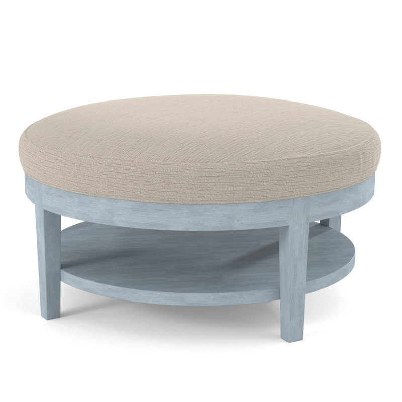 Repose-pieds Midtown, Tissu motif écossais lapis 0126-63, Finition verre de mer