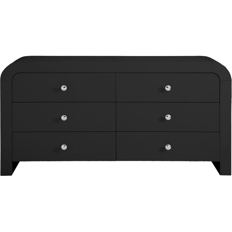 Alessondra 6 Drawer Fluted 62" W Dresser, Black