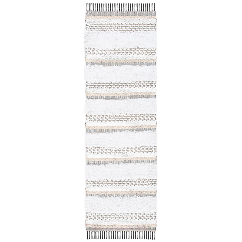 Rusanda Flat Weave Cotton Striped Rug, Runner 2'3" x 9'
