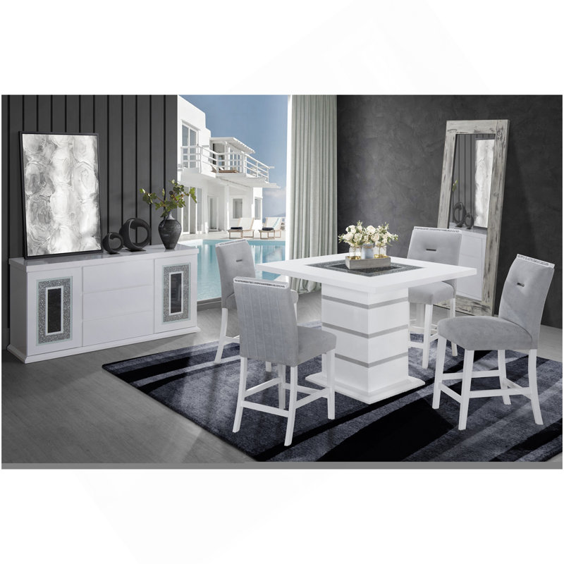 Ensemble de table de bar et tabouret de bar blanc ARIYA