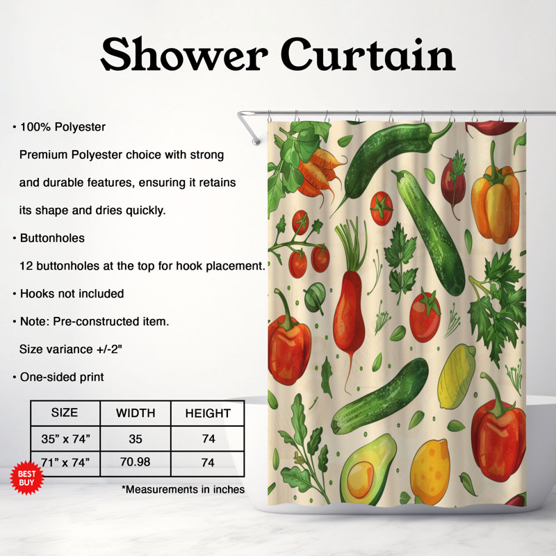 New Onion - Rideau de douche Premium, H 74 po x l 71 po