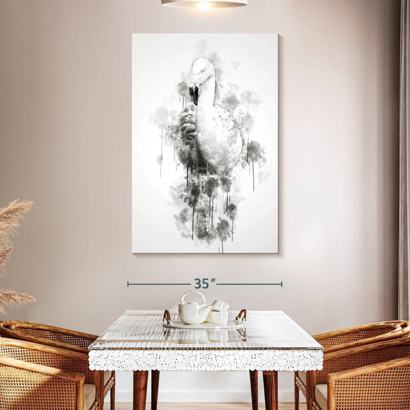Brampt flamant noir et blanc, H 51 po x l 34 po