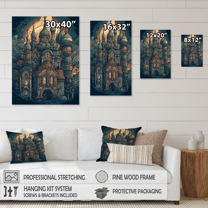 «Blue and Orange Capturant The Magic», reproduction d'art sur toile, Cadre photo noir, H 40 po x l 30 po x P 1,5 po