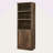 1 Doors Bookshelf With USB Port And 3 Open Shelves Bookcase Side Cabinet Storage Shelves, Rustic-325401043