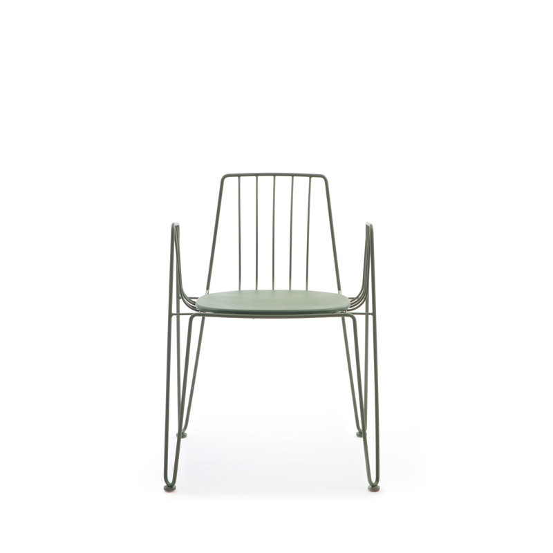 Frakston Stacking Patio Dining Armchair with Cushion, Green