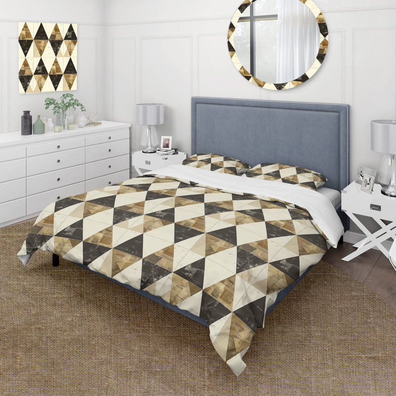 Ensemble de housse de couette Mid-Century Brown, Housse de couette très grand + 2 taies décorativ