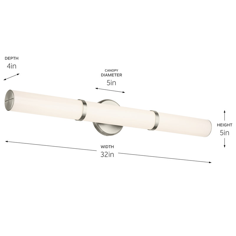 32" Bath Bar Large LED with White Glass, Brushed Nickel