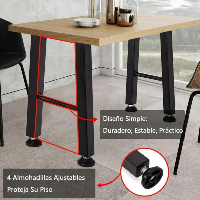 Set of 2 X-Shape Steel Table Legs | Heavy Duty H-Style Base for Dining, Kitchen Island & Coffee Tables, Sturdy Support