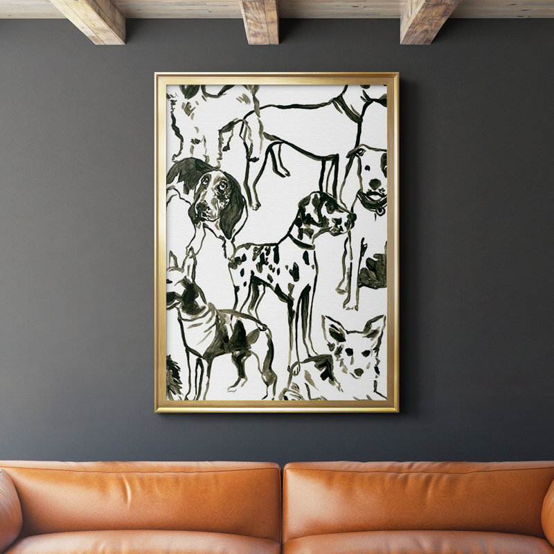 «Canine Collage II», reproduction d'art encadrée, Or, H 30,5 po x l 22,5 po x P 1 po