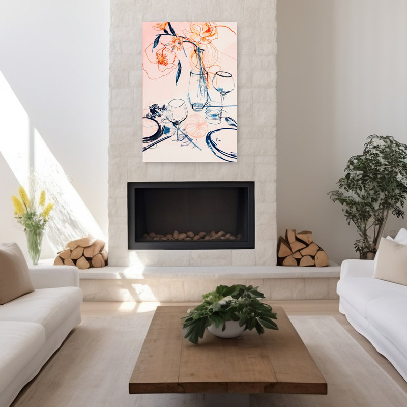 Art contemporain, art floral abstrait contemporain, H 48 po x l 32 po