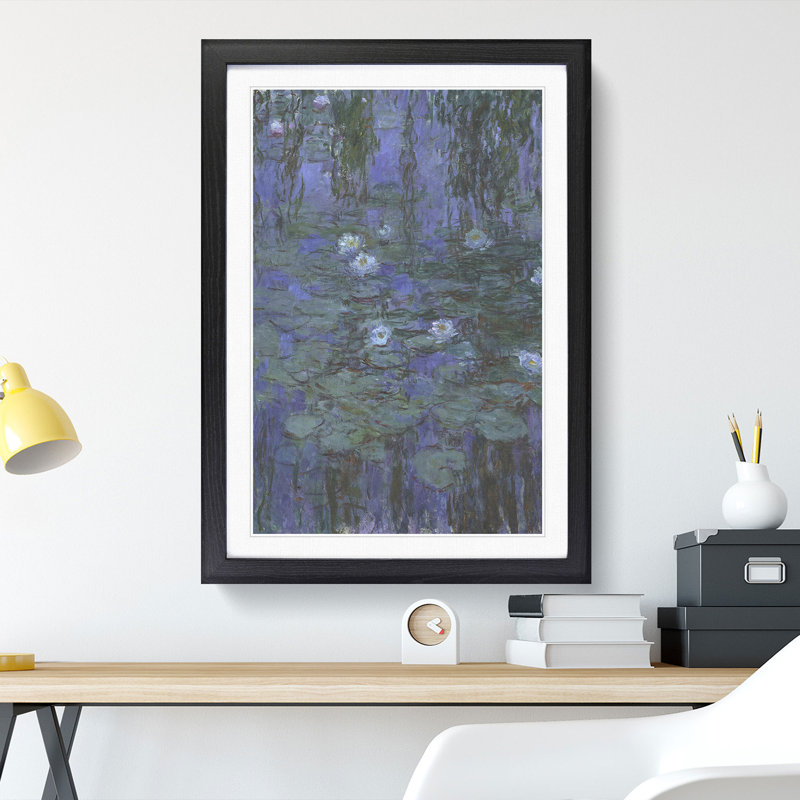 Water Lilies Lily Pond Vol.13 by Claude Monet - Picture Frame Painting, 65cm H x 48cm W x 2cm D, Black