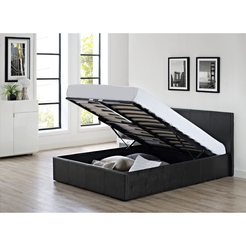 Lolita Upholstered Ottoman Bed, Black, Kingsize (5')