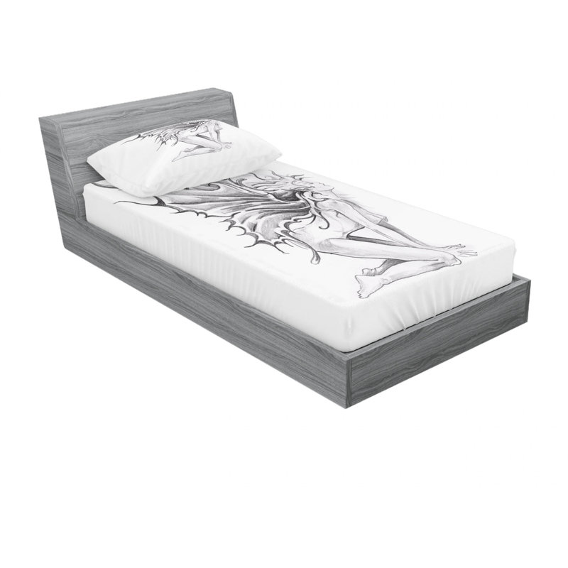 Ensemble de draps dessin au crayon, Ensemble de draps pour lit simple TG et une taie d
