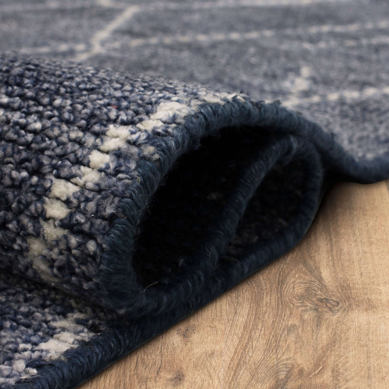 Tapis bleu tissé à la main Spartel, Rectangle 8 pi x 10 pi