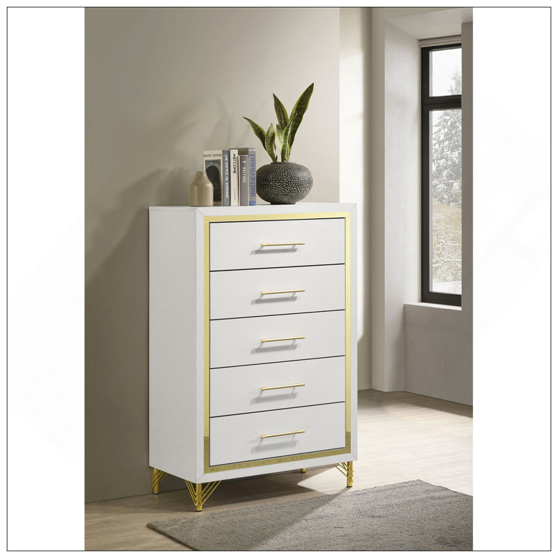 Commode blanche 5 tiroirs Chesney
