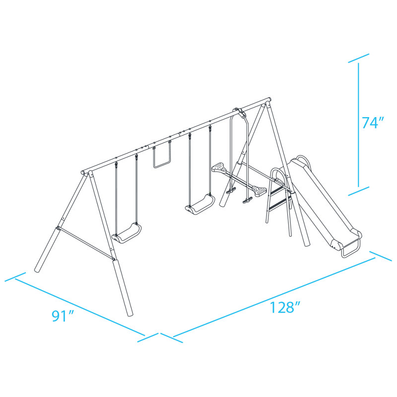 Natural Playland XDP Recreation Swing Set w/ Slide, Glider, & Trapeze
