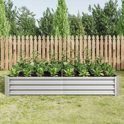 Outdoor Raised Garden Bed, Metal Rectangle Planter Bed For Plants, Vegetables And Flowers