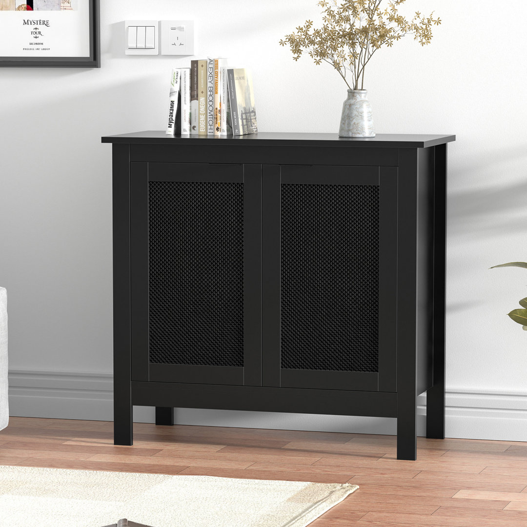 Verada Accent Cabinet 2-Door Black Rattan Storage Cabinet Winston Porter