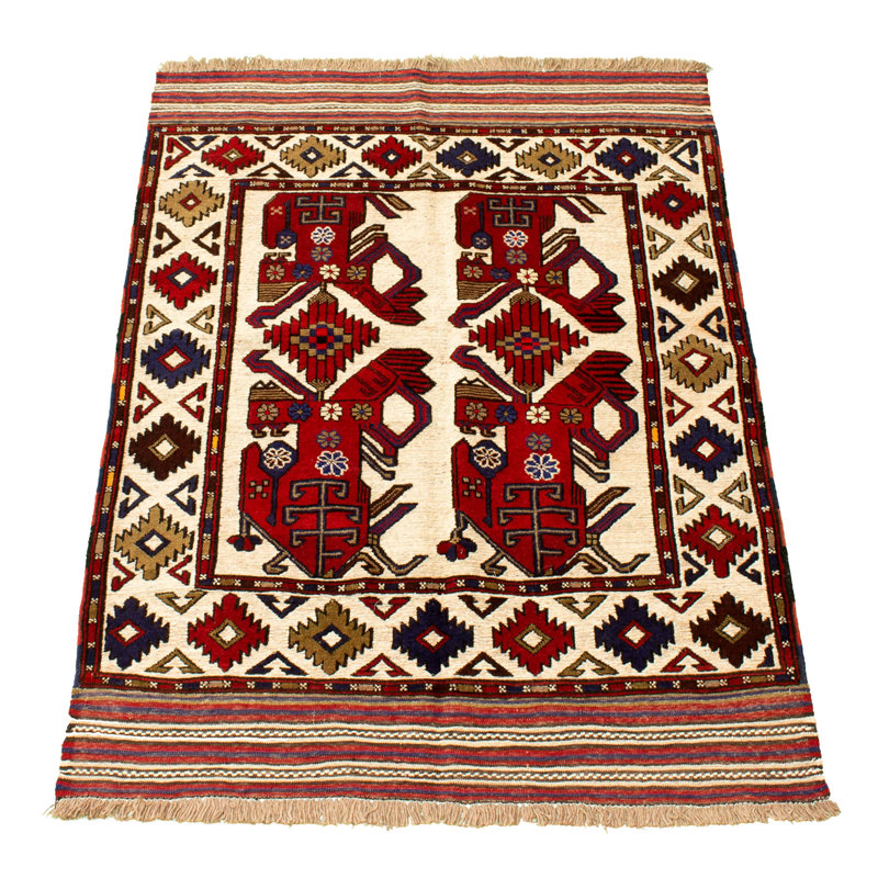 Tapis unique en laine noué à la main 4 pi 1 po x 5 pi 11 po nouvel âge Guyse