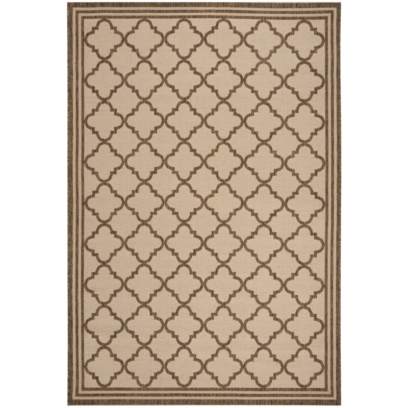 Tapis d'intérieur / extérieur à motif géométrique 100 pièces Ferrill Linden, Rectangle 9 pi x 12 pi