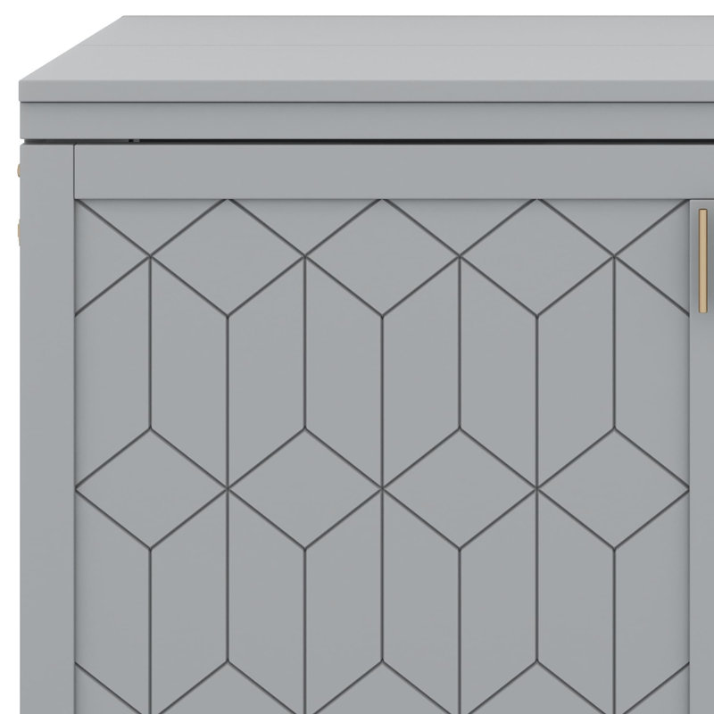 Lit escamotable peu encombrant avec tiroir utilitaire et ports de chargement USB, Gris