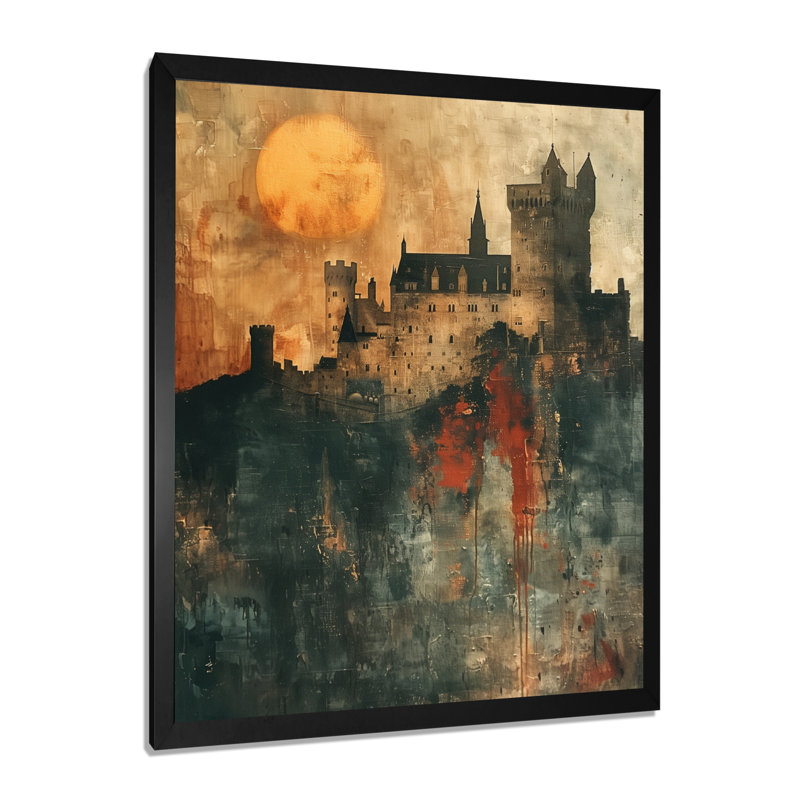 «Vampire Fortress Castle II» - impression d'art mural rétro, Toile encadrée noire simple, H 40 po x l 30 po x P 1,5 po