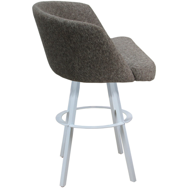 Tabouret de bar pivotant en métal Karimah, Gris, Blanc