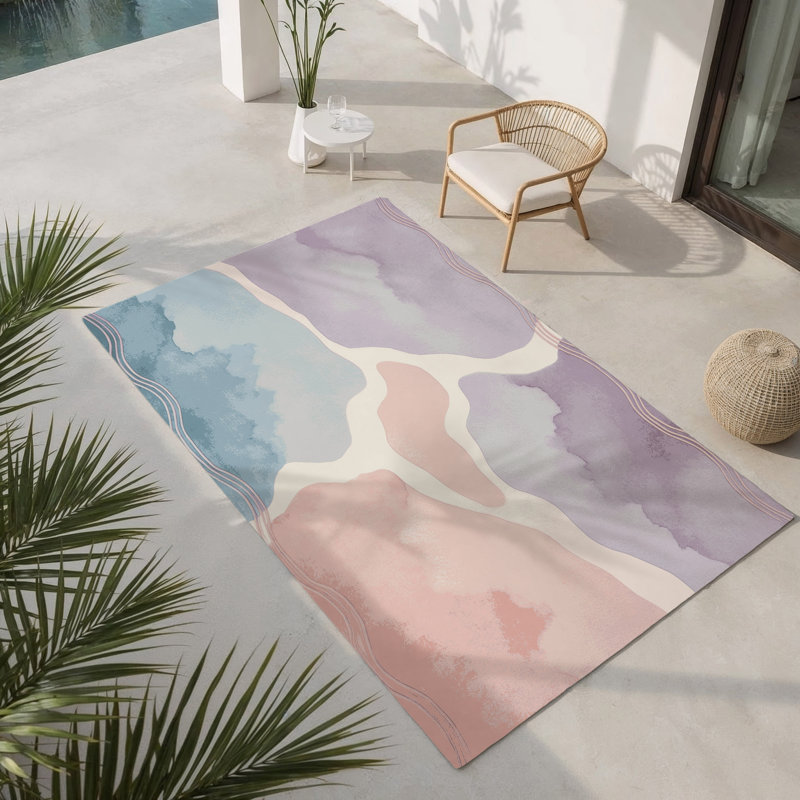 Tapis intérieur et extérieur Calm Cascade, Rectangulaire 3 pi x 5 pi