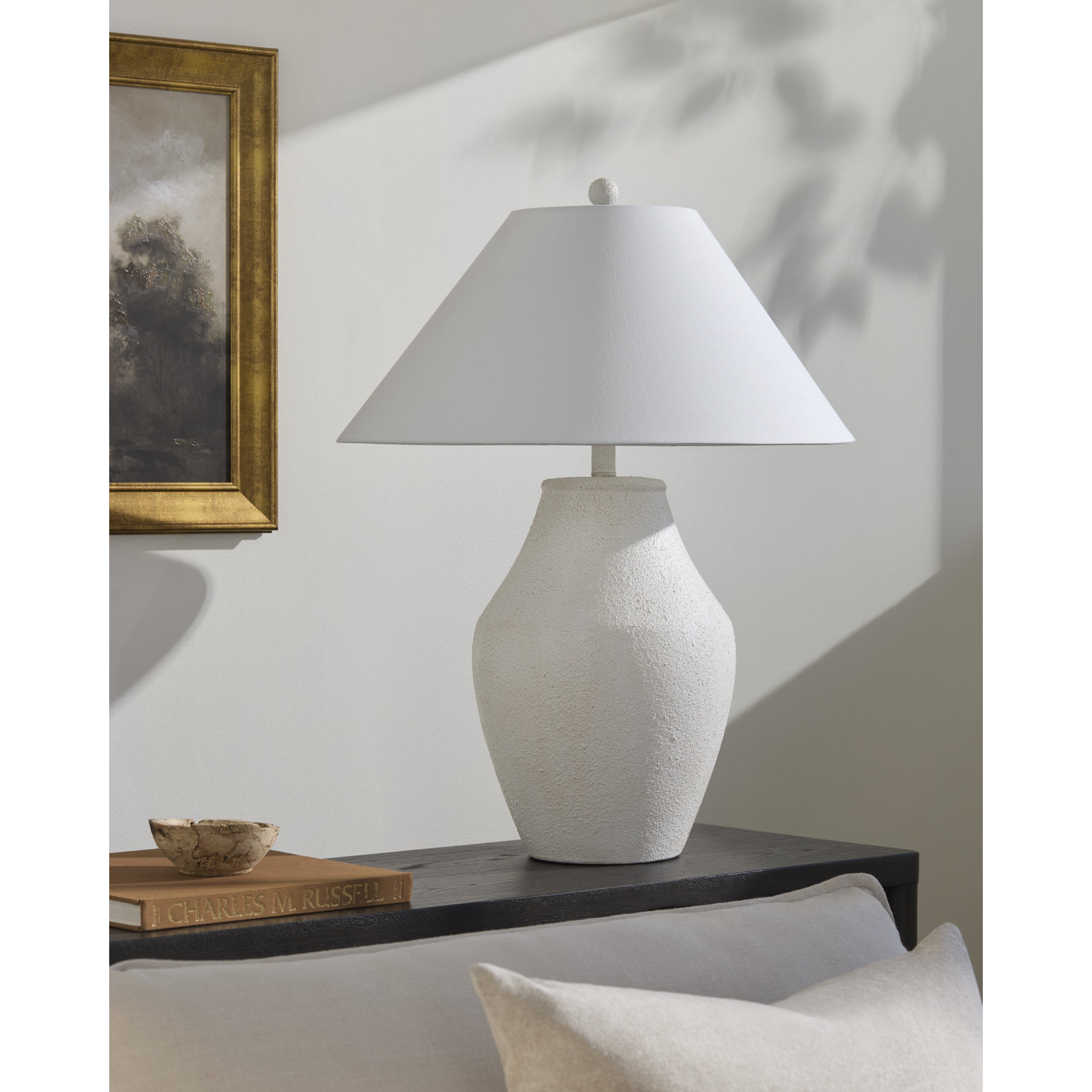 Batavia Ceramic Table Lamp, White, White