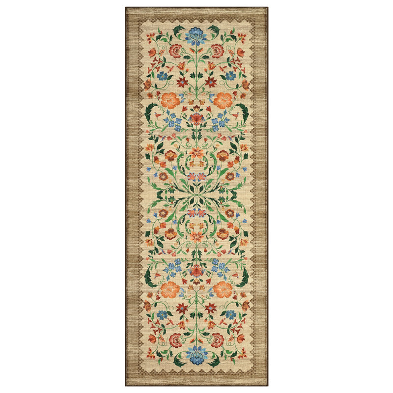 Washable Rugs for Living Room, Non Slip Floral Area Rug, Low Pile Foldable Soft Carpet, Stain Resistant Farmhouse Floor Mats for Bedroom, Dining Room, Nursery, Playroom