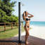 9.2 Gal Solar Heated Shower, 6.4ft Showerhead Height Outdoor Shower, with Floor Kit & Foot Faucet, Hot & Cold Water Adjustment, Freestanding for Backyard Poolside Beach Pool,Black-121465866