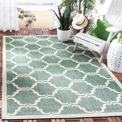 Tapis intérieur / extérieur vert / beige Arneshia