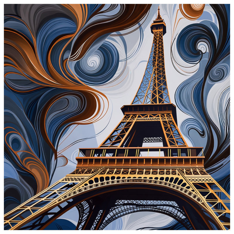 Couvre-lit matelassé à motif abstrait Tour Eiffel toutes tailles, Double