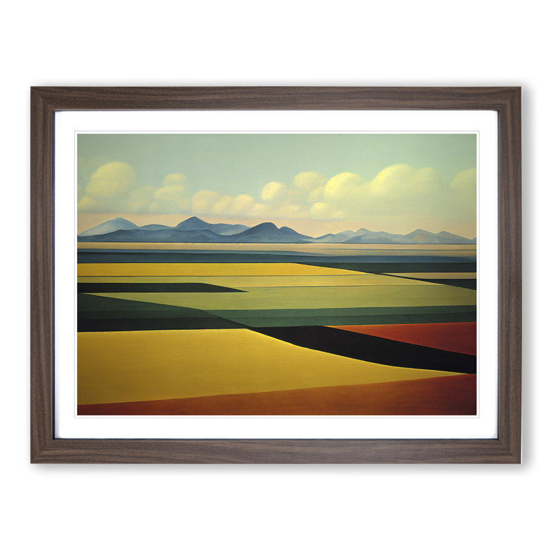 Fantastic Spring Meadow Landscape - Single Picture Frame Painting, 46cm H x 64cm W x 2cm D, Walnut