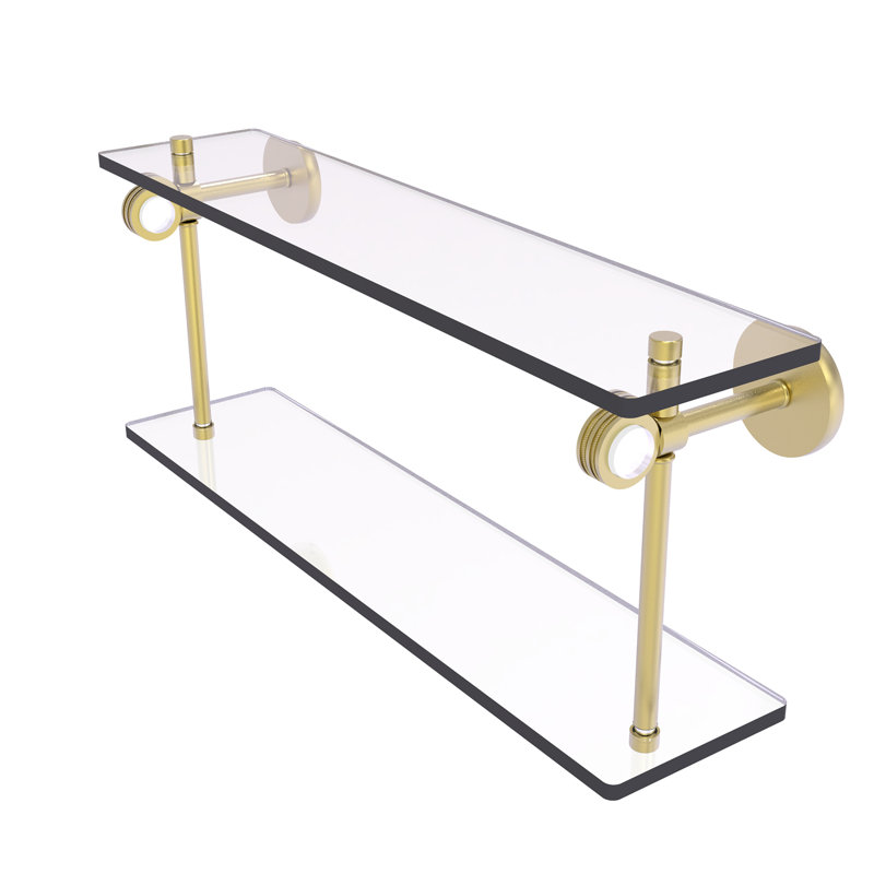 Tablette murale double verre Margolis, Laiton satiné
