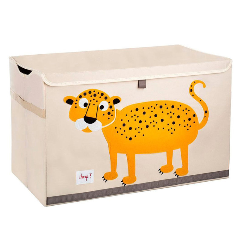 Tan and Orange Leopard Collapsible Toy Chest Storage Bin